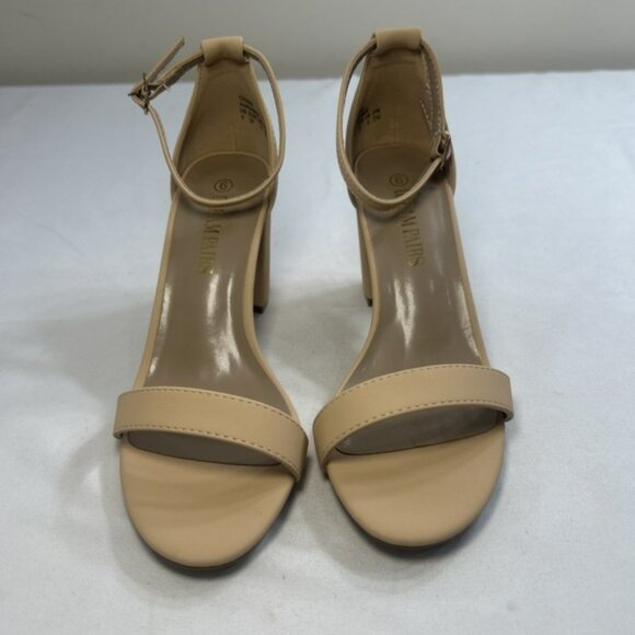 Dream Pairs Old Toe Chunk Heels Sandal Nude Ankle Strap Women's Size 6 NIB - Picture 2 of 8